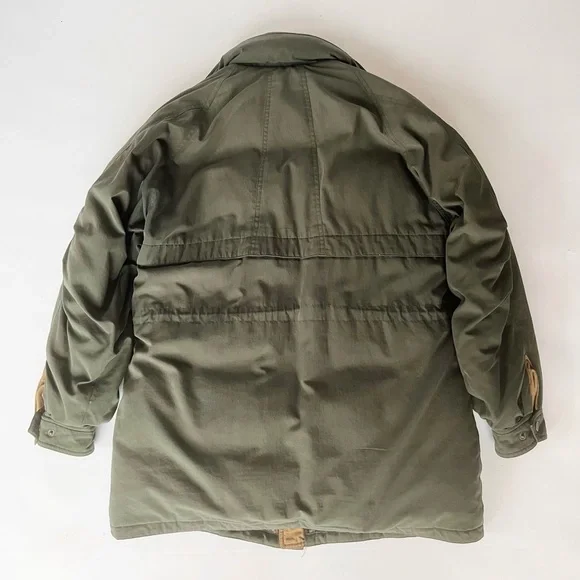 Men's Military-Style Olive Field Jacket with Tan Trim - Picture 5 of 8